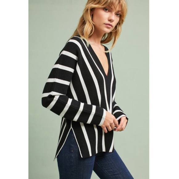 Anthropologie Sweaters - NWT Anthropologie striped v neck sweater